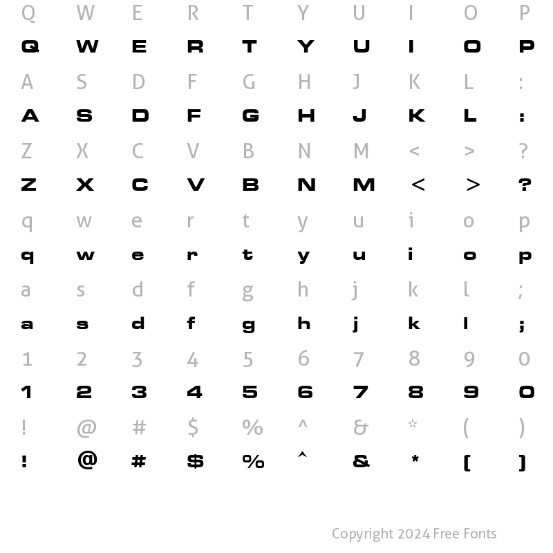 Character Map of Microstyle Bold Extended ATT Regular