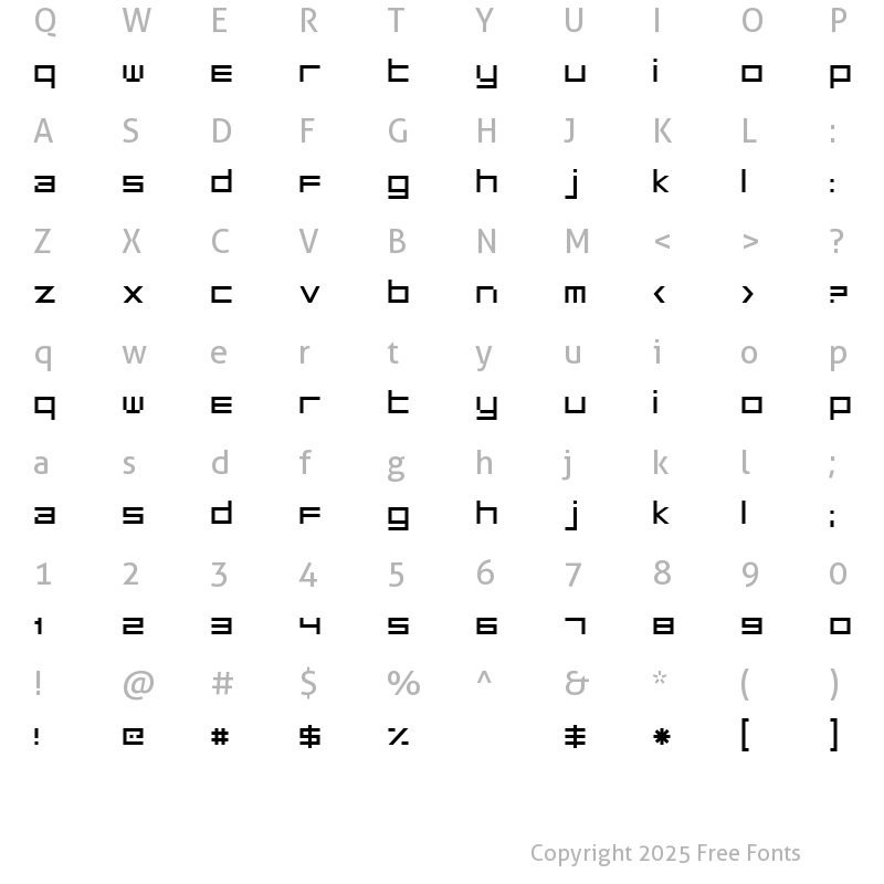 Character Map of MicroTech Regular