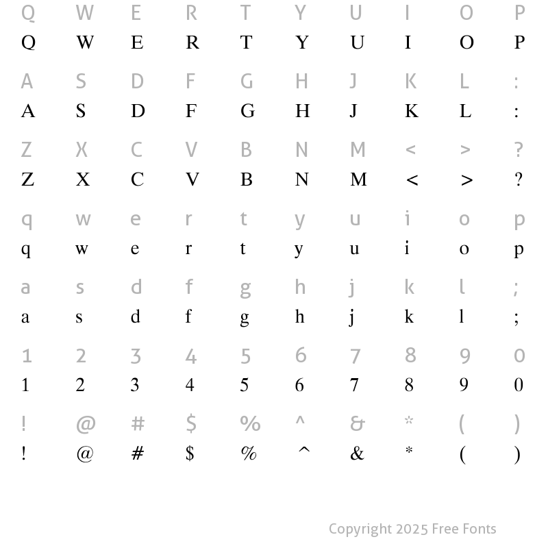 Character Map of MicroTiempo-Normal Regular