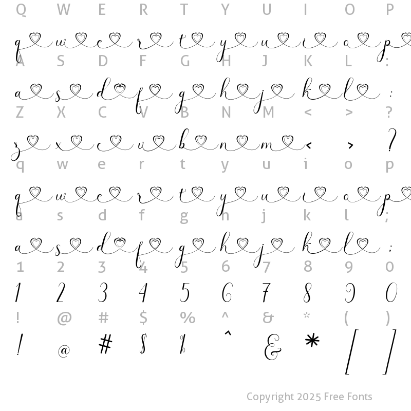 Character Map of Middle love style 1 Regular