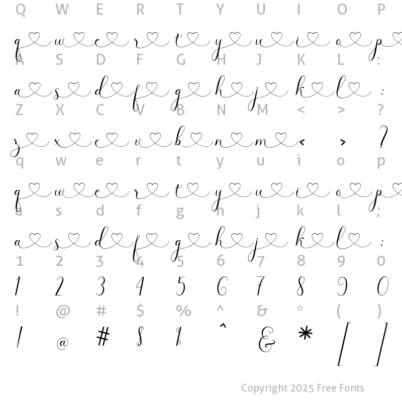 Character Map of Middle love style 2 Regular