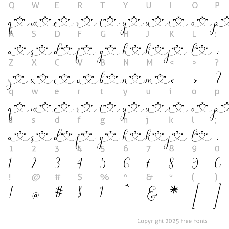 Character Map of Middle love style 6 Regular