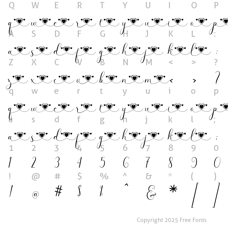 Character Map of Middle love style 8 Regular