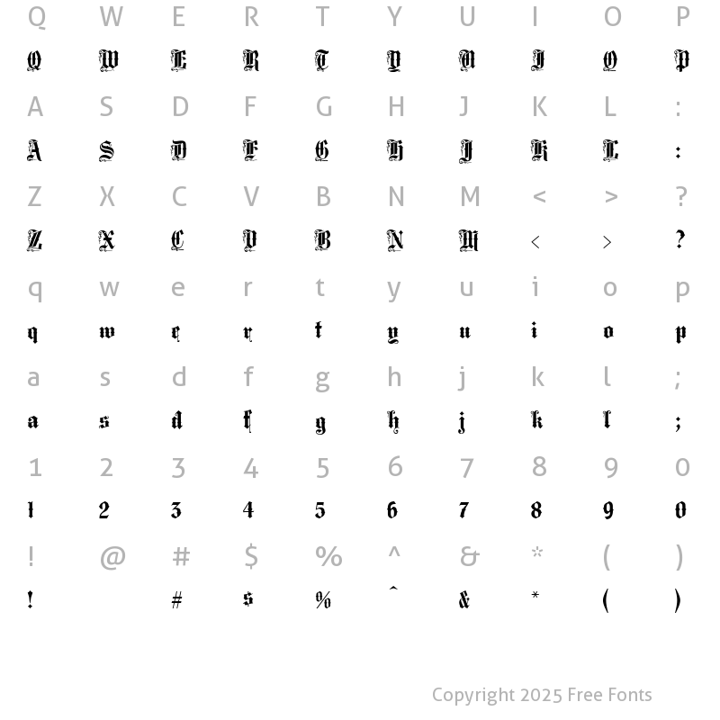 Character Map of Middle Saxony Text Regular
