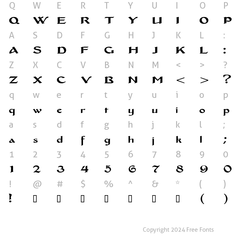 Character Map of MiddleAgesExtended Regular