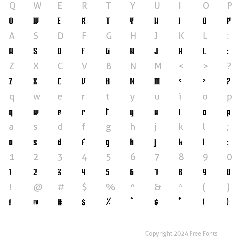 Character Map of MIDELTONE Regular