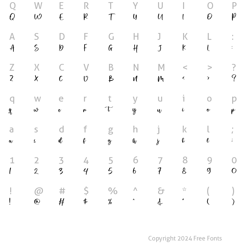 Character Map of Midlake Regular