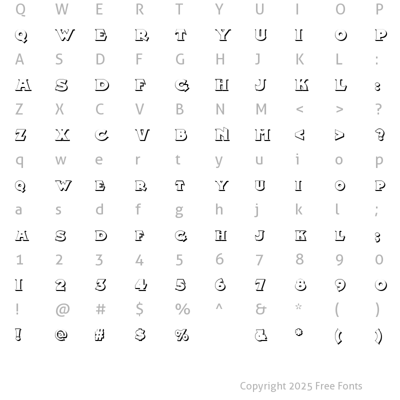 Character Map of Midland Rail Shadow NF Regular