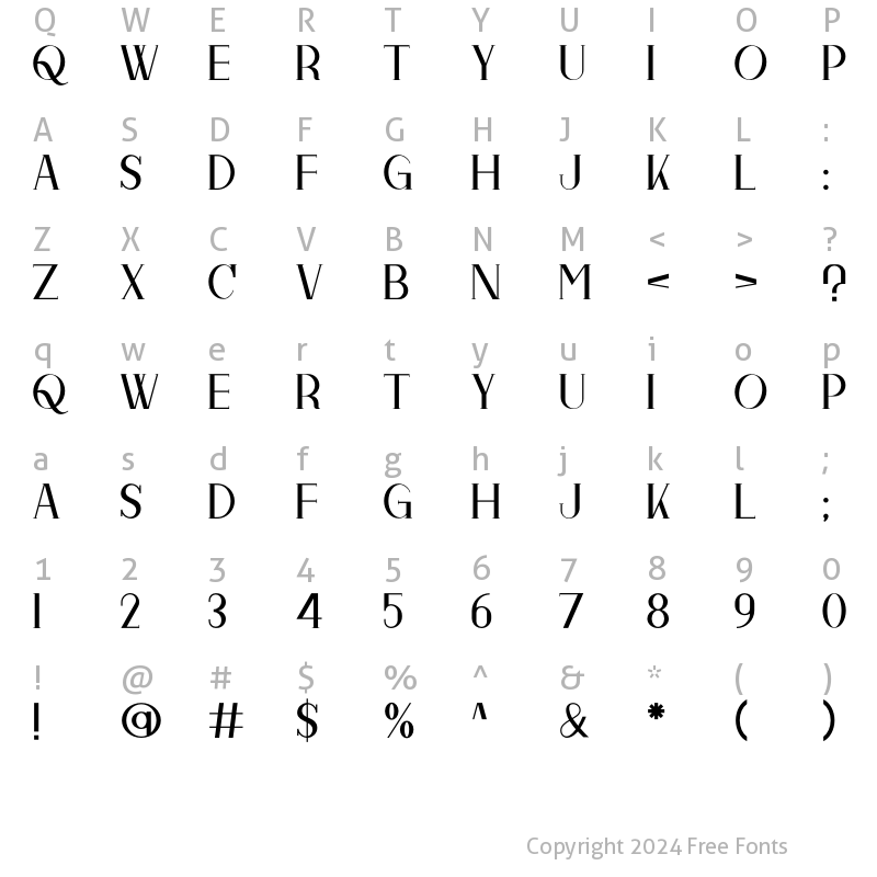 Character Map of Midline Sans Serif