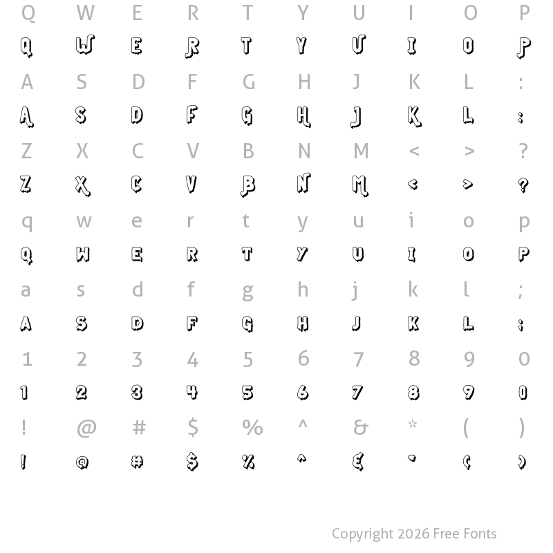 Character Map of Midnight Union Extrude