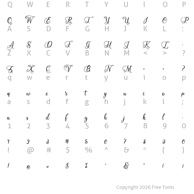 Character Map of Midnight Vagansa regular