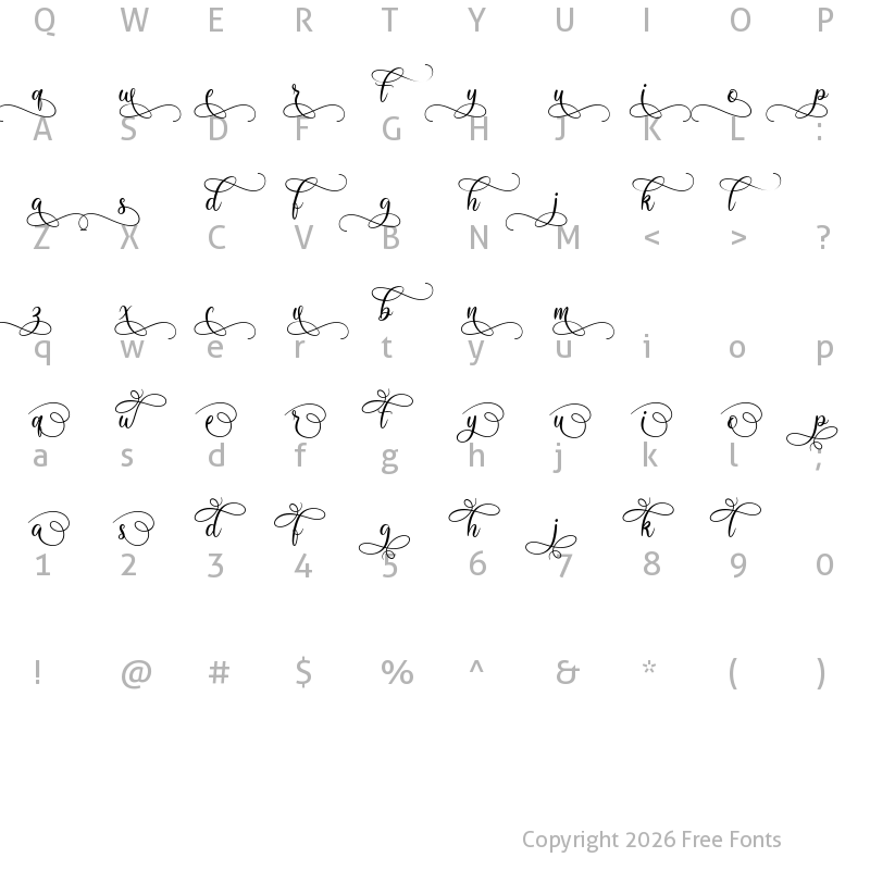 Character Map of Midnight Vagansa Swash regular