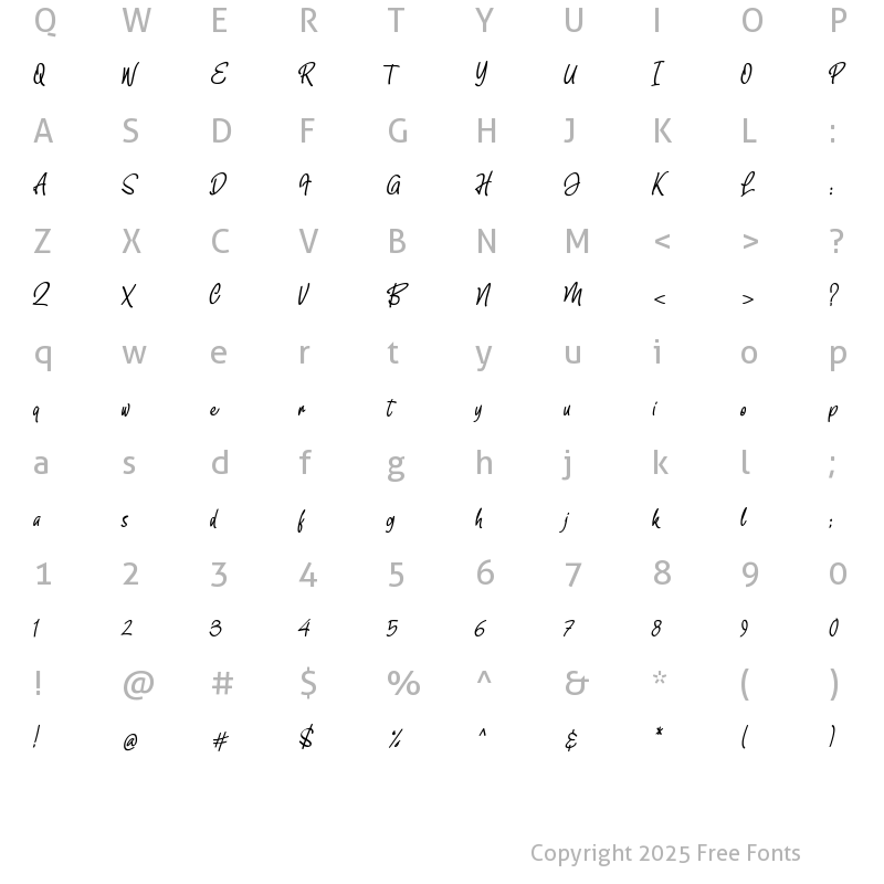 Character Map of Midsummer Regular