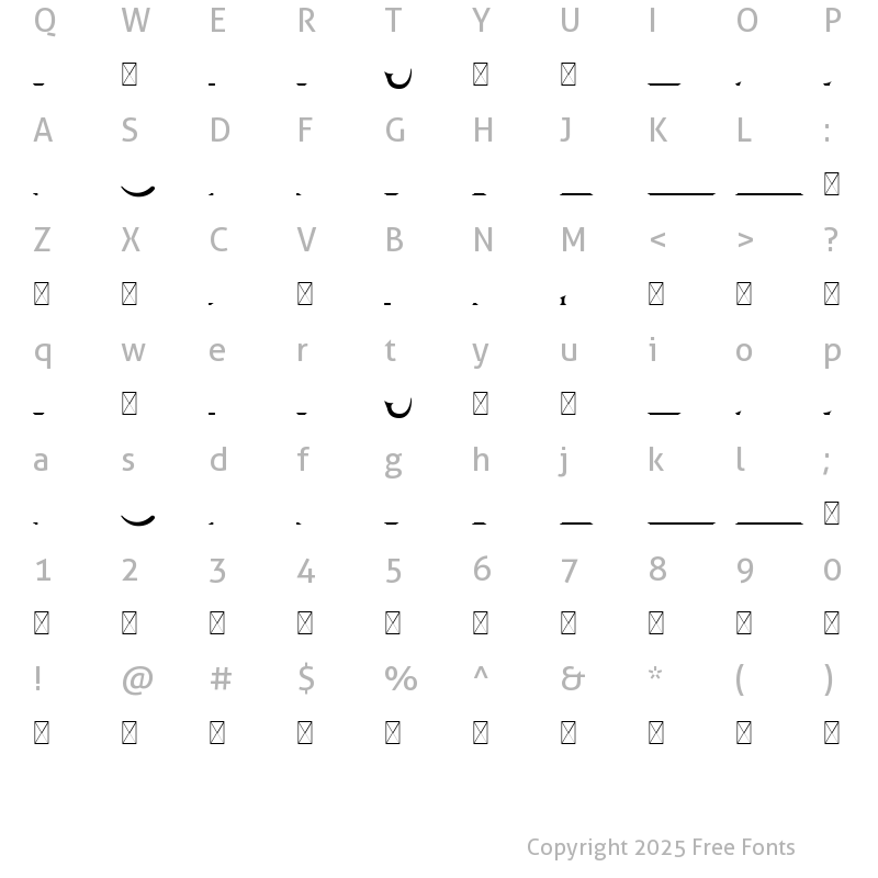 Character Map of Midwinter Fire Underlines