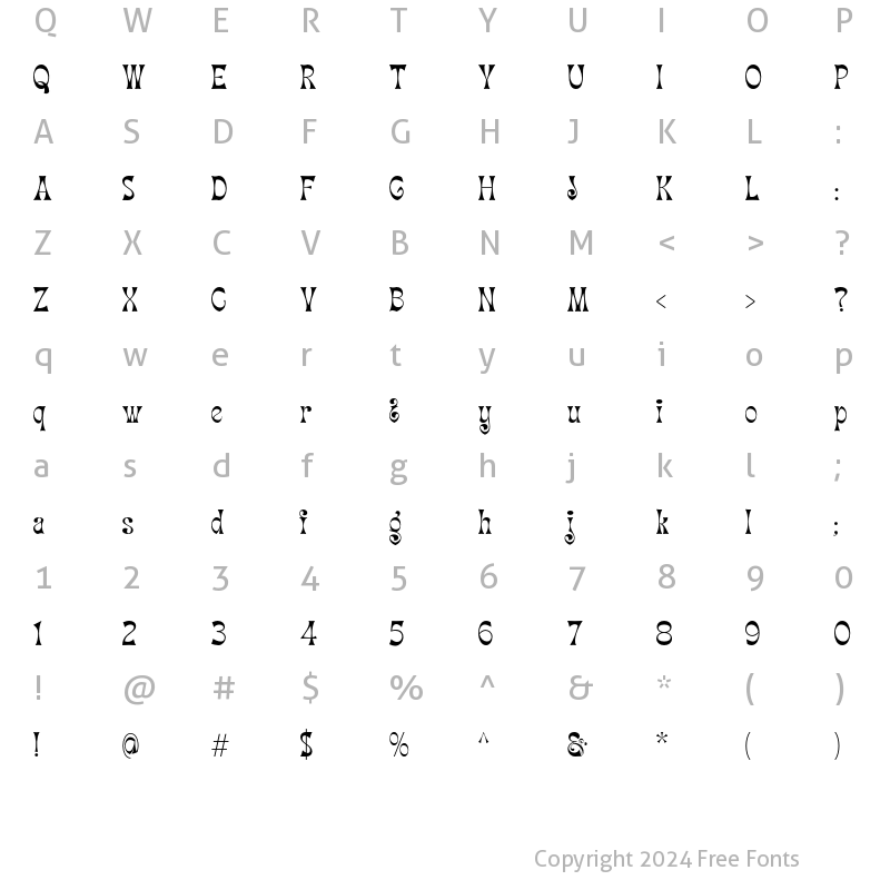 Character Map of Migaela Regular