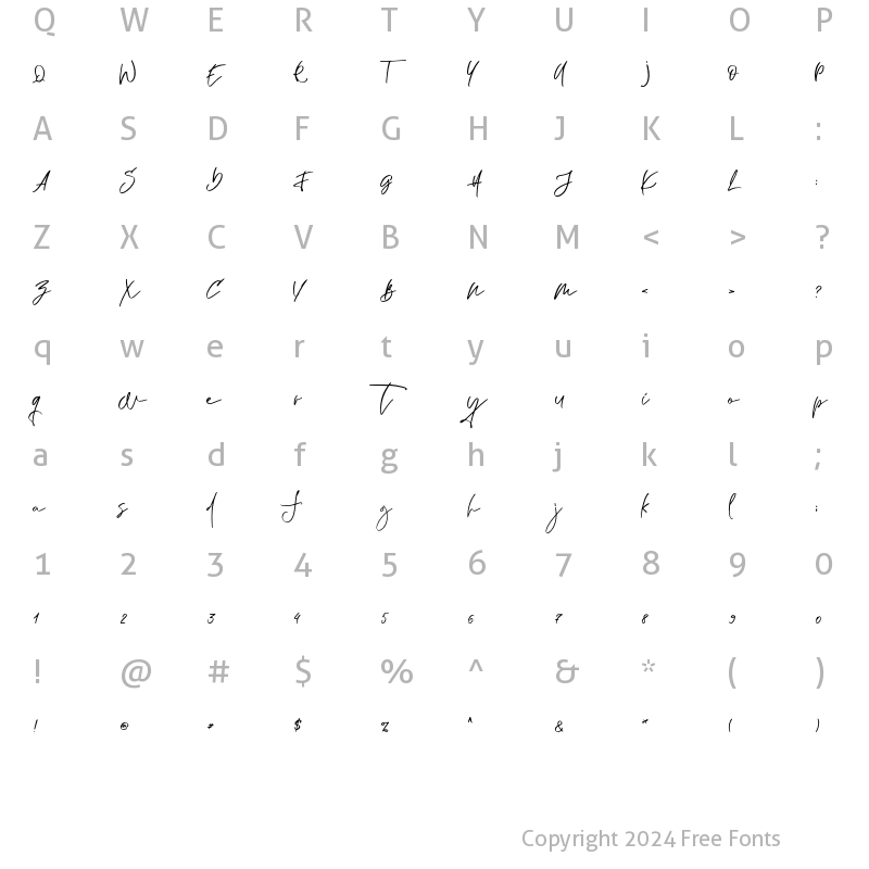 Character Map of Mighty Ducks script Regular