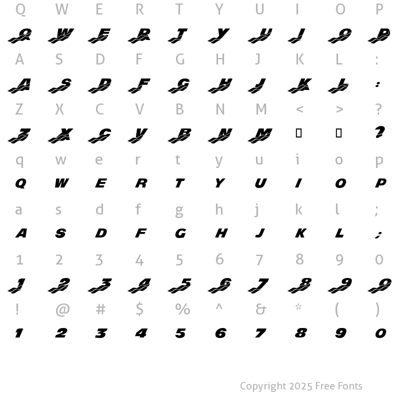 Character Map of Mighty Rapids Regular