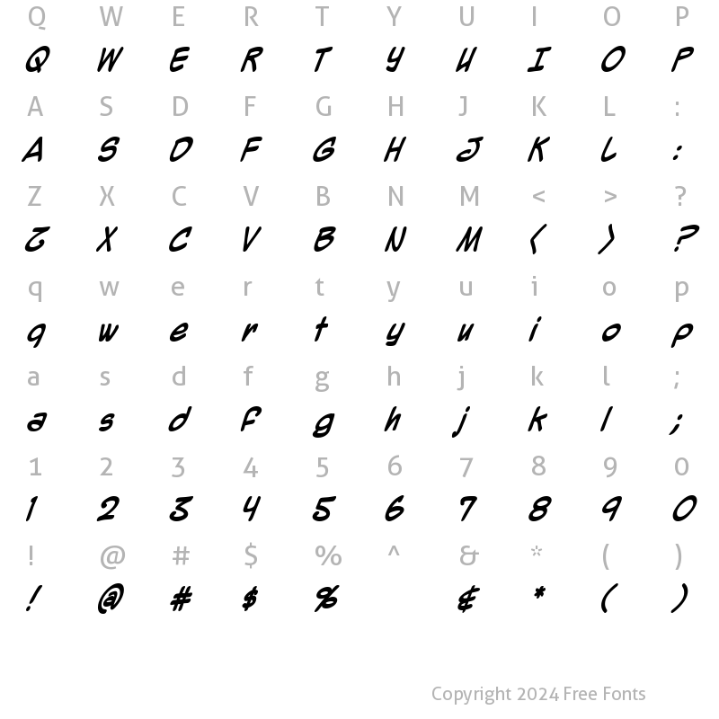 Character Map of Mighty Zeo 2.0 Bold