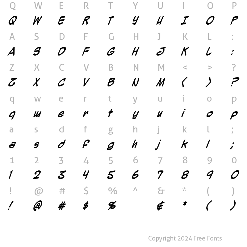 Character Map of Mighty Zeo Bold