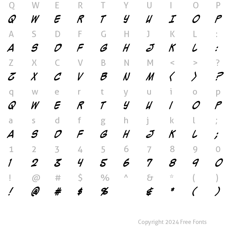 Character Map of Mighty Zeo Caps 2.0 Bold