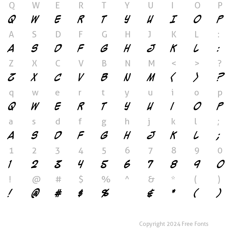 Character Map of Mighty Zeo Caps Bold