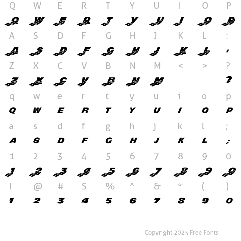 Character Map of MightyRapids Regular