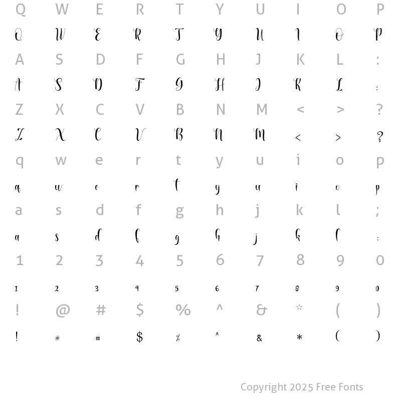 Character Map of Mignolight serif Regular