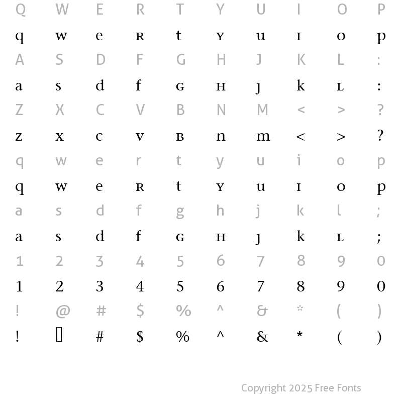 Character Map of MigraineSerif Regular