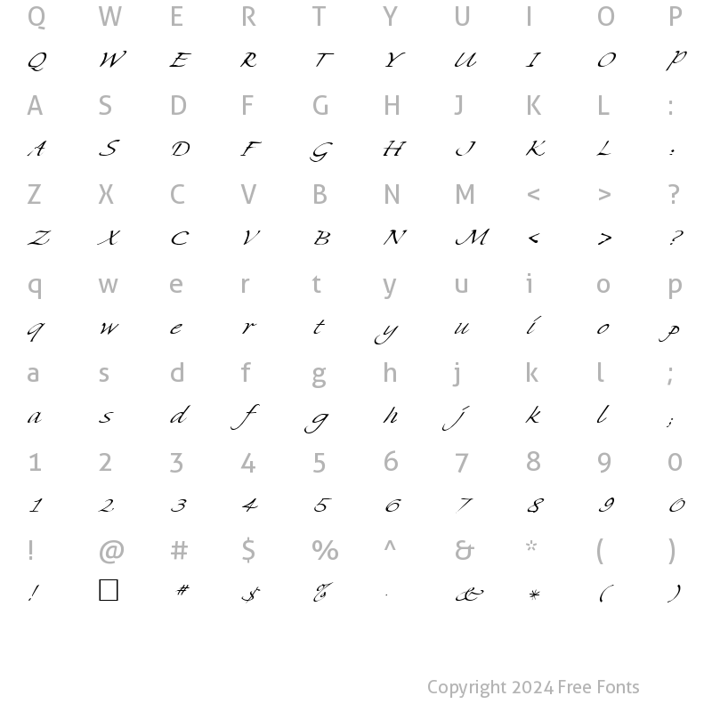 Character Map of MikadoItalic Regular