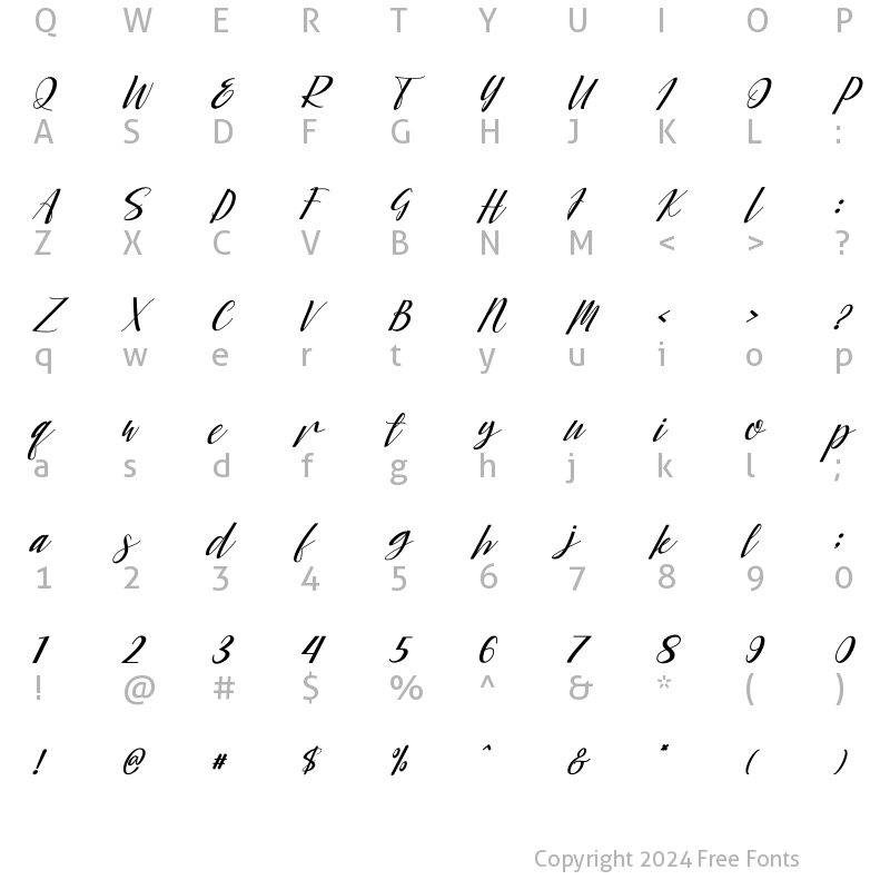 Character Map of Mikailla Italic