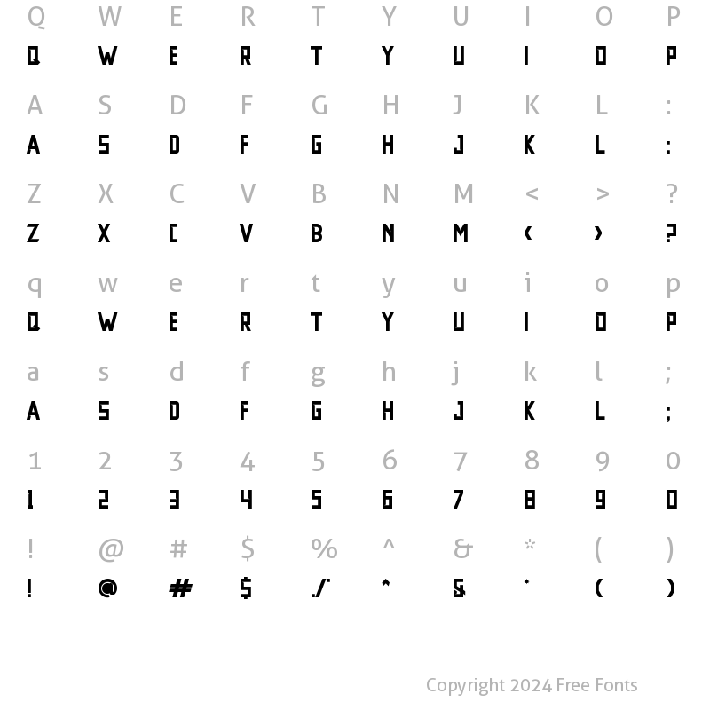 Character Map of Mikami Regular