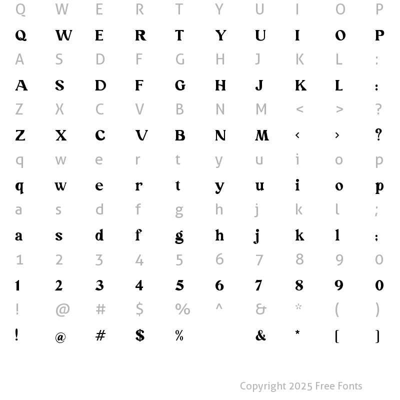 Character Map of Mikane Jellie Serif Regular