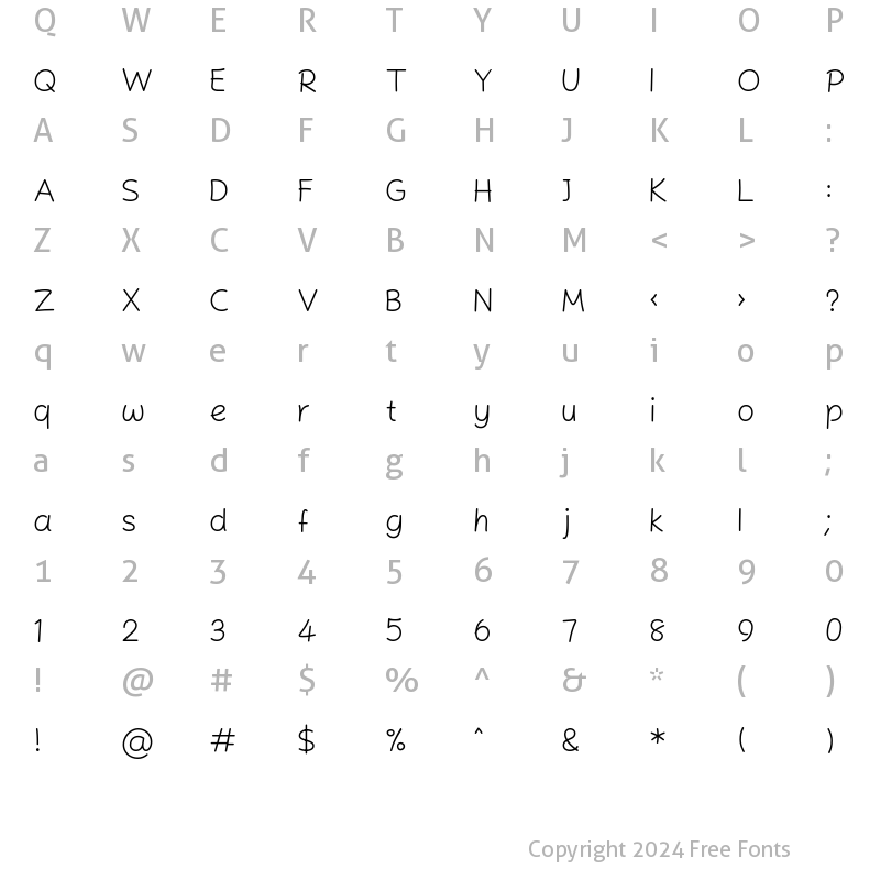 Character Map of Mikhak Light Light