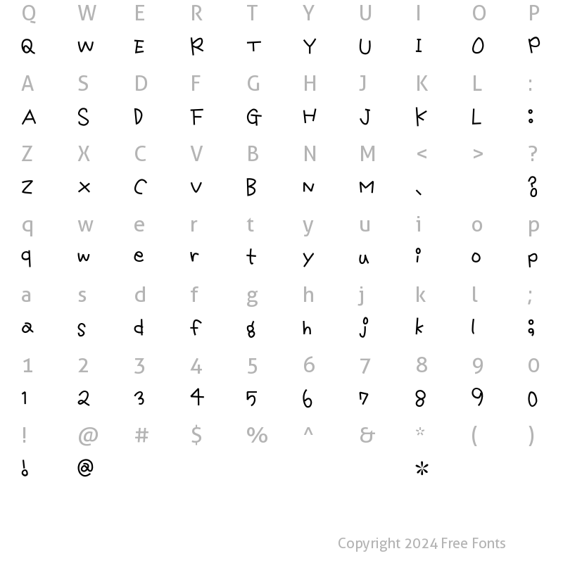 Character Map of Mikiyu Font Alphabet Regular