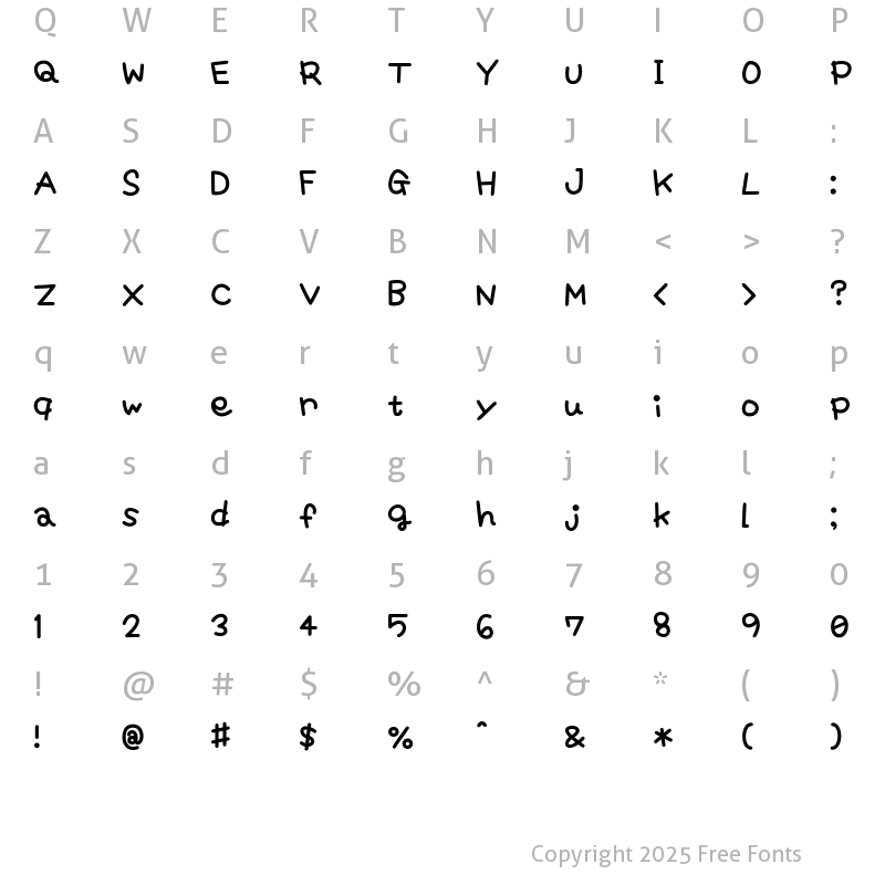 Character Map of Mikiyu Font -Honey Candy- Regular
