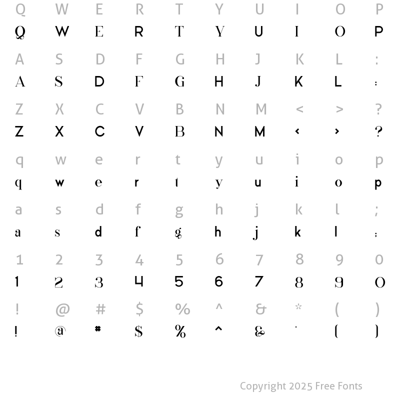 Character Map of Mila VP Regular