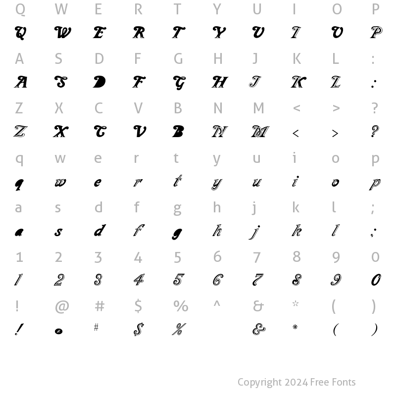 Character Map of Milano Regular