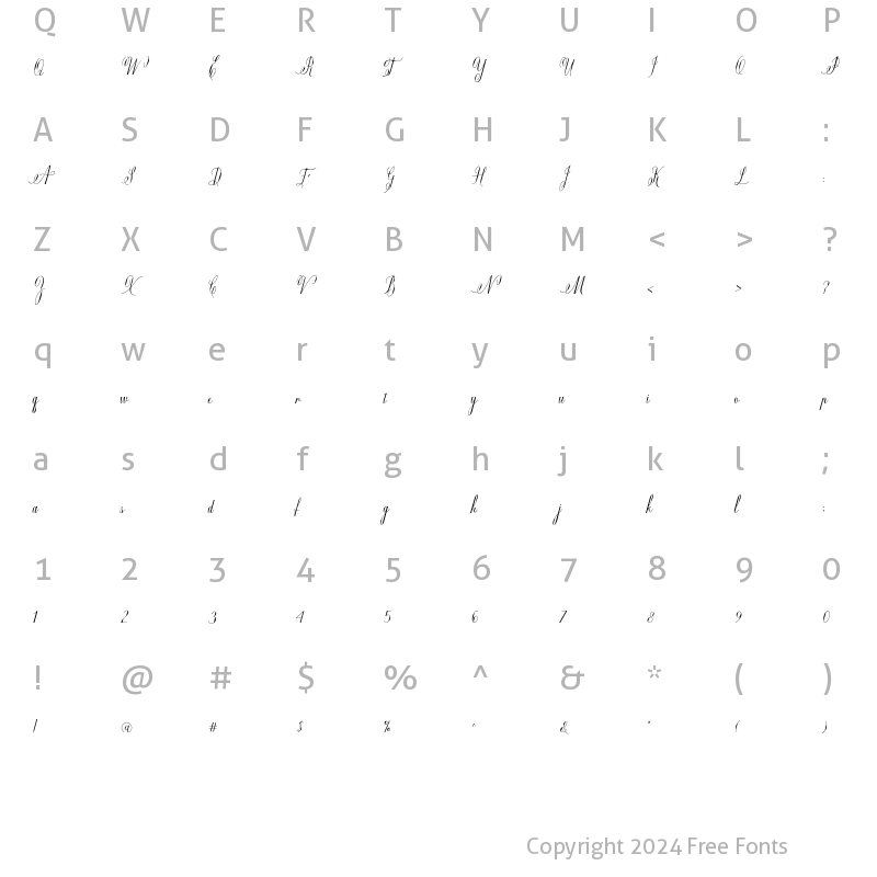 Character Map of Mildistance Regular