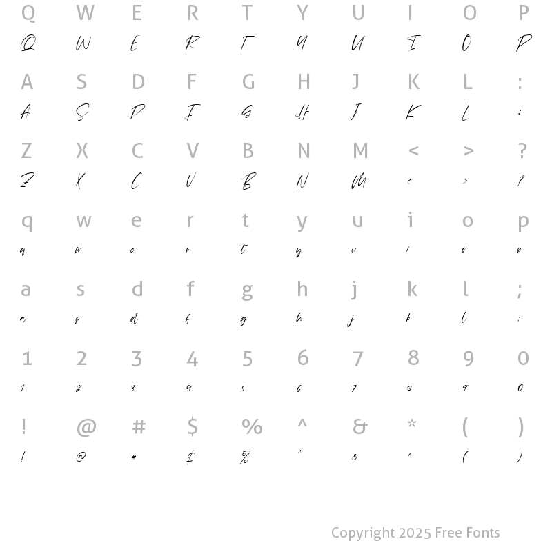 Character Map of Mildlight Regular