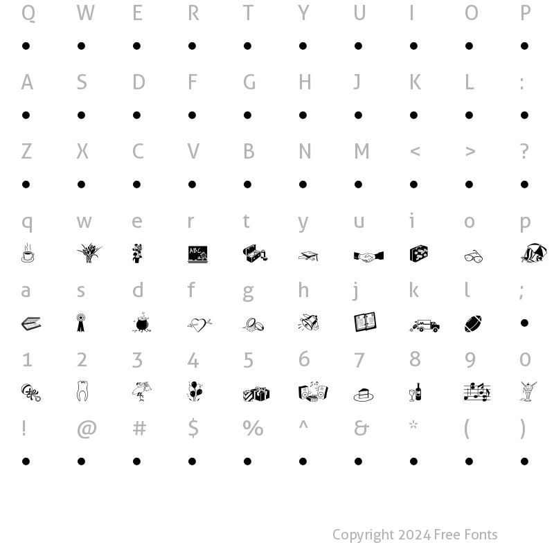 Character Map of Milestones One MT Regular