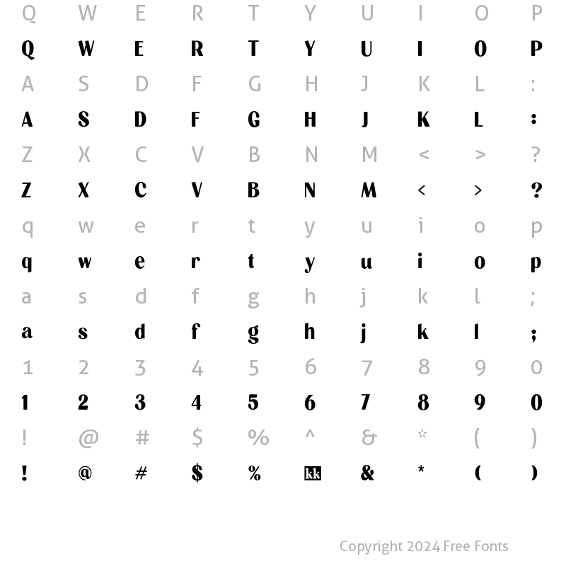 Character Map of Milgran Condensed