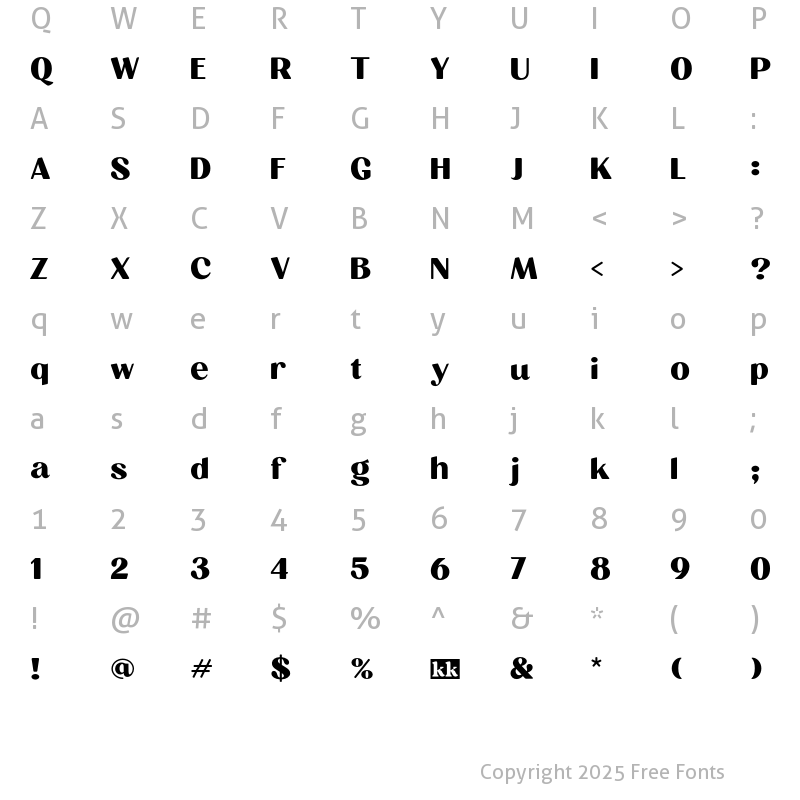 Character Map of Milgran Regular