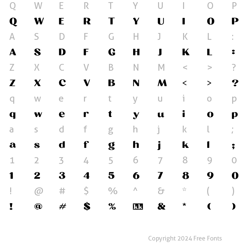 Character Map of Milgran SemiExpanded