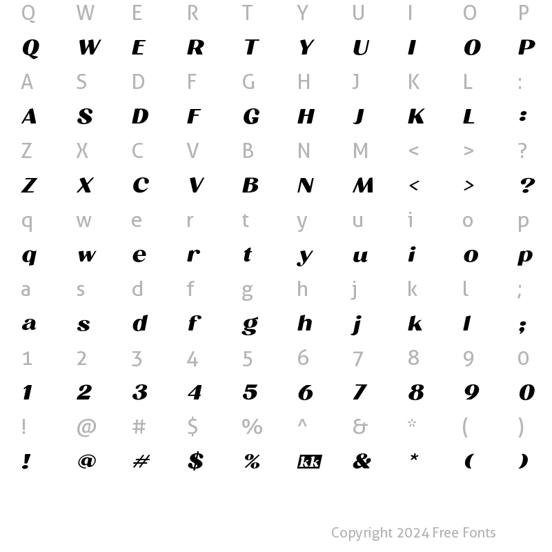 Character Map of Milgran SemiExpanded Italic