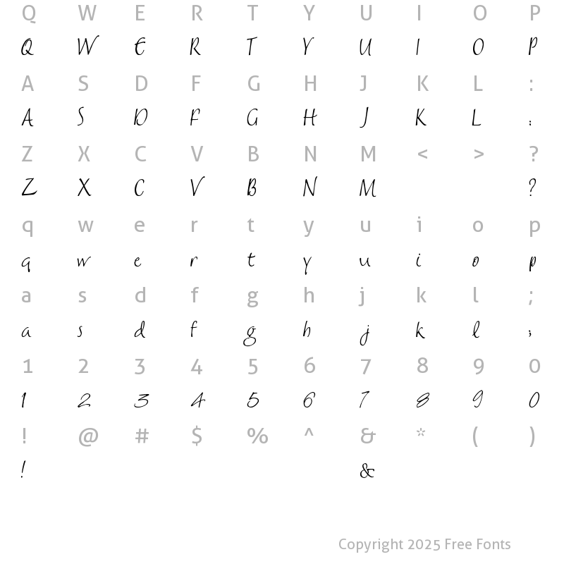 Character Map of Milk & Cereal Regular
