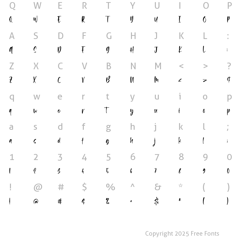 Character Map of Milkalotta Regular