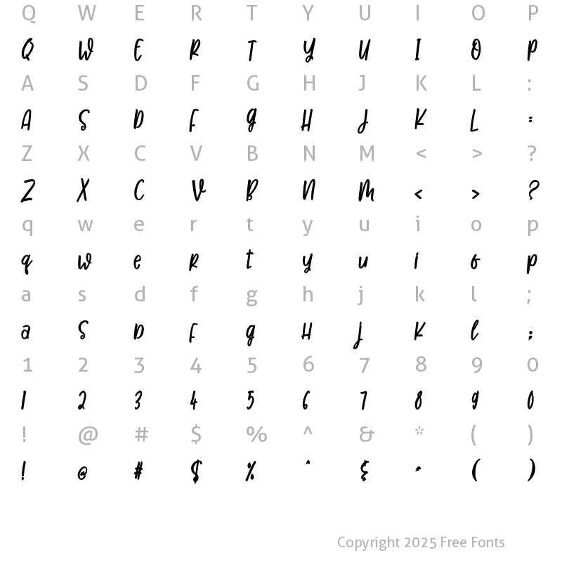 Character Map of Milkimo Cheesecake Italic Bold Regular