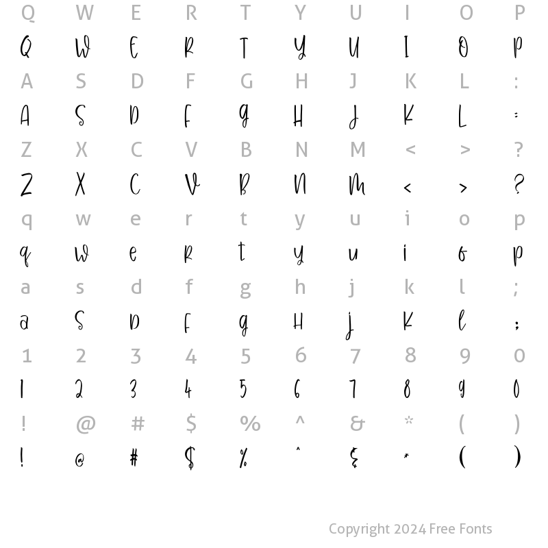 Character Map of Milkimo Cheesecake Regular