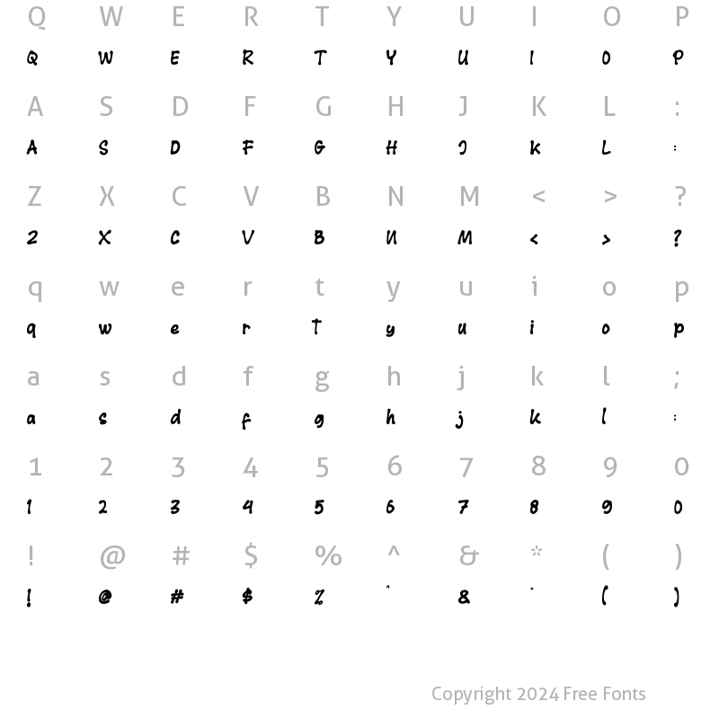 Character Map of Milkita Regular