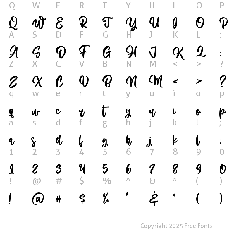 Character Map of Milky Rainbow Regular